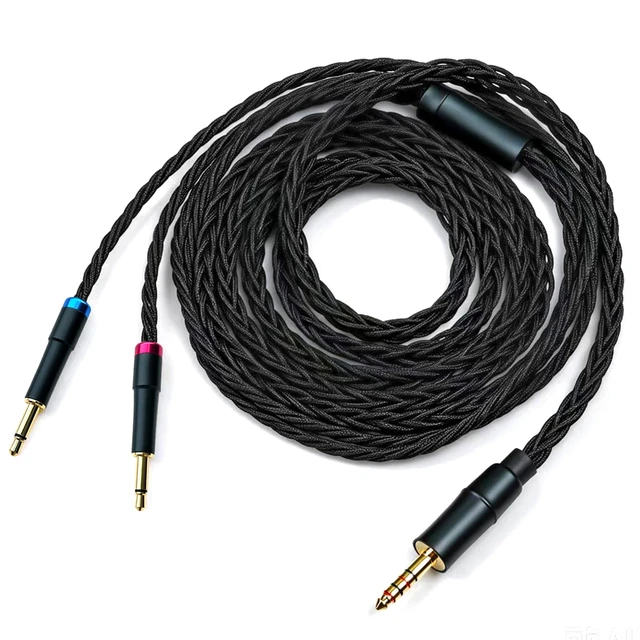 Main image of Monitor Headphone Cable,Over Ear Headset Wire,8-Strand German Copper AUX Cord Dual 3.5mm Plug Compatible with Hifiman Edition XS HE560 MEZE 105 FiiO FT1 FT7 for Musicians Audiophiles 4.4mm 6.5ft
