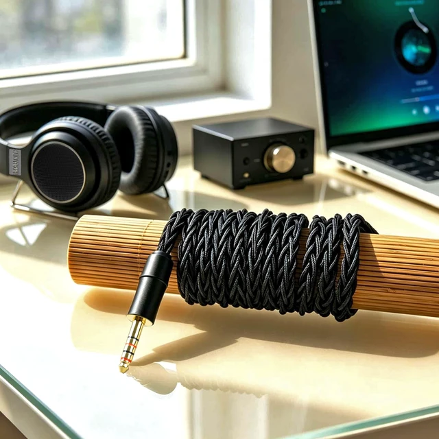 Alt view image 6 of 7 - Monitor Headphone Cable,Over Ear Headset Wire,8-Strand German Copper AUX Cord Dual 3.5mm Plug Compatible with Hifiman Edition XS HE560 MEZE 105 FiiO FT1 FT7 for Musicians Audiophiles 4.4mm 6.5ft