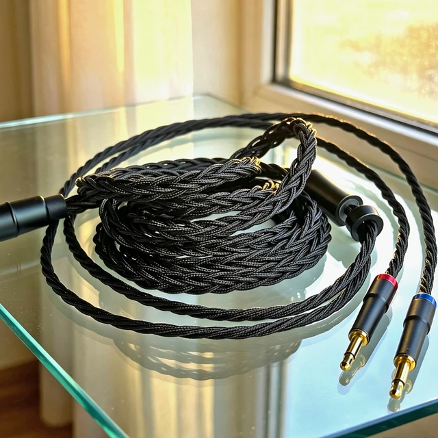 Alt view image 7 of 7 - Monitor Headphone Cable,Over Ear Headset Wire,8-Strand German Copper AUX Cord Dual 3.5mm Plug Compatible with Hifiman Edition XS HE560 MEZE 105 FiiO FT1 FT7 for Musicians Audiophiles 4.4mm 6.5ft