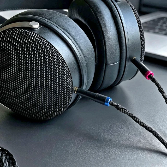 Alt view image 5 of 7 - Monitor Headphone Cable,Over Ear Headset Wire,8-Strand German Copper AUX Cord Dual 3.5mm Plug Compatible with Hifiman Edition XS HE560 MEZE 105 FiiO FT1 FT7 for Musicians Audiophiles 4.4mm 6.5ft