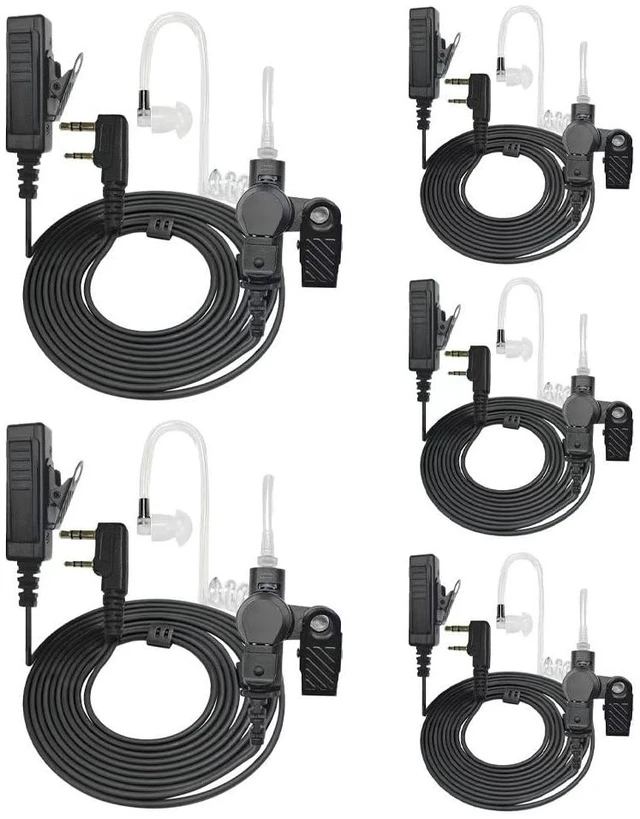 Main image of JoyRole 5Pack Covert Air Tube 2 Pin Walkie Talkie Earpiece with Mic PTT | Two Way Radio Earpiece for Pxton PX-888S Baofeng UV-5R BF888S Retevis H777 RT21 Kenwood