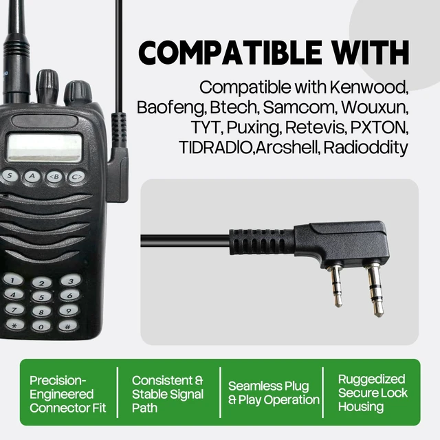 Alt view image 2 of 7 - stdgove 2-Way Radio Earpiece with Mic, G Earhook Headset | For Security/Construction, Compatible with Kenwood, Baofeng, Btech, Samcom, Wouxun & More 2-Way Radios