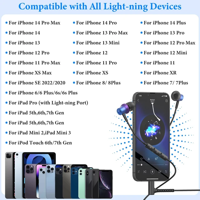 Alt view image 4 of 7 - Wired Headphones for iPhone 14 13 Pro MFi-Certified Lighting Purple | Cord Earbuds for iPhone 12 11 XS Max XR XS SE 8 Plus Right Angle Plug Magnetic Earphones Built-in Mic Volume Control Headset
