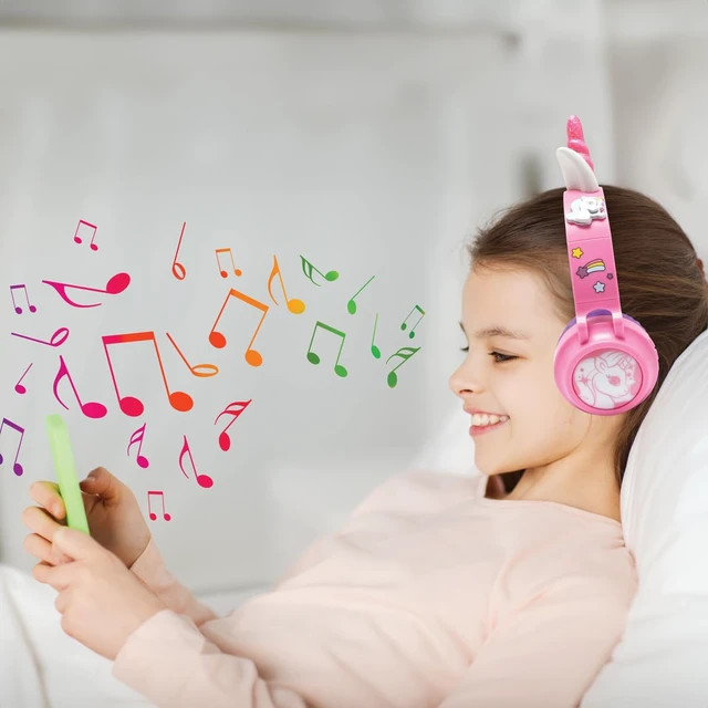 Alt view image 4 of 5 - LEXiBOOK, Unicorn Bluetooth Headphones, HPBT015UNI | 2-in-1 Bluetooth & Wired, 3D unicorn design, Light-up, Volume limited, Pink