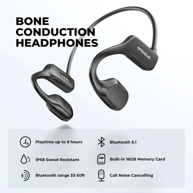 Alt view image 7 of 7 - Bone Conduction Headphones, Bluetooth Earbuds Waterproof Swimming Headphones Wireless Open-Ear Headphones Built-in 16GB Ultra Light Headset for Swimming Running Sports Driving Fitness