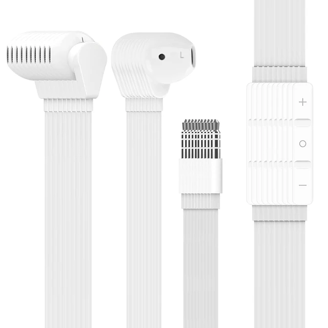 Alt view image 2 of 6 - GEEKRIA Bulk Wired Earbuds 10 Pack, 3.5mm Stereo Headphones with Microphone & Volume Control, Semi in-Ear Earphones for Students, School, Office, Library, White