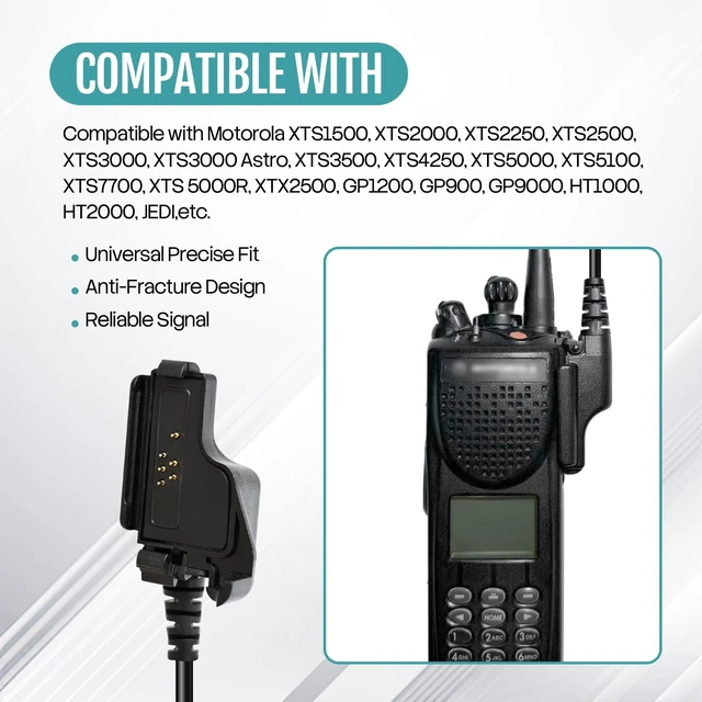 Alt view image 3 of 7 - SVXSODA NX-200 TK-2140 2-Way Radio Earpiece with Mic, Adjustable G Earhook Headset for Long Wear Security/Construction, Compatible with Kenwood NEXEDGE & TK Series