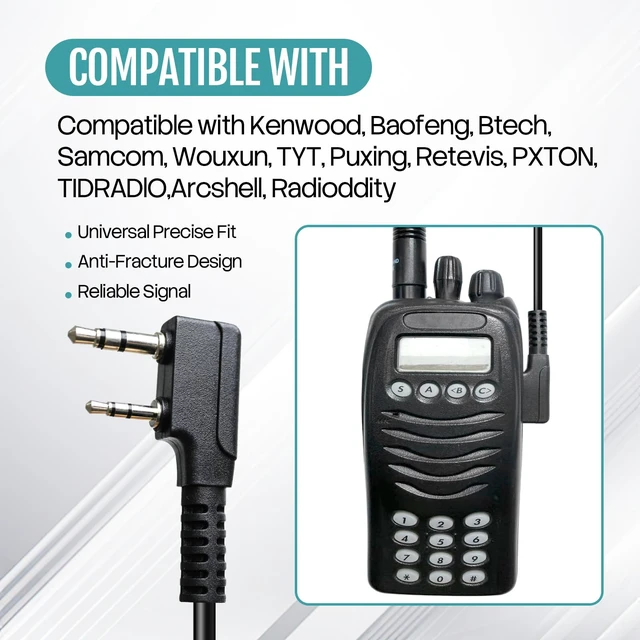 Alt view image 3 of 7 - SVXSODA 2-Way Radio Earpiece with Mic, Adjustable G Earhook Headset for Long Wear Security/Construction, Compatible with Kenwood, Baofeng, Btech, Samcom, Wouxun, TYT and More