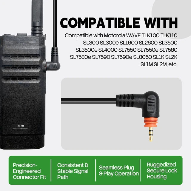 Alt view image 2 of 7 - stdgove SL300 TLK100 2-Way Radio Earpiece with Mic, G Earhook Headset for Security/Construction, Compatible with Motorola TLK110 SL3500e SL1600 SL2600 SL4000 Series