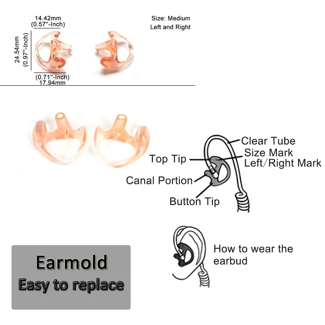 Alt view image 5 of 7 - HYS Surveillance Police 2 Way Radio Earpiece with PTT, Security Headset with Medium Silicon Earmold for Motorola/MotoTurbo XPR3300 XPR3500 XPR3000 XIRE8608I XIRE8628I XIRP6600I XIRP6620I Digital Radio