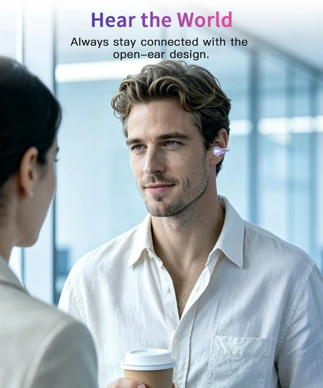 Alt view image 7 of 7 - Clip On Earbuds, Ultra Open Ear Earbuds with AI-Powered Clear Calls | Crystal-Clear Sound Comfortable Secure Fit Clip-On Bone Conduction Earbuds for Running, Outdoor Sports, Gym and Fitness