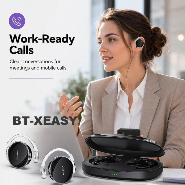 Alt view image 3 of 7 - Micool On Ear Bluetooth Headphones, Open-Ear Headphones Wireless with 4-Mic ENC for Crystal Clear Calls, 52H Total Battery, Dual Device, Sport Clip On Headset for Running & Travel (Pure Black)