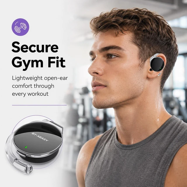 Alt view image 4 of 7 - Micool On Ear Bluetooth Headphones, Open-Ear Headphones Wireless with 4-Mic ENC for Crystal Clear Calls, 52H Total Battery, Dual Device, Sport Clip On Headset for Running & Travel (Pure Black)
