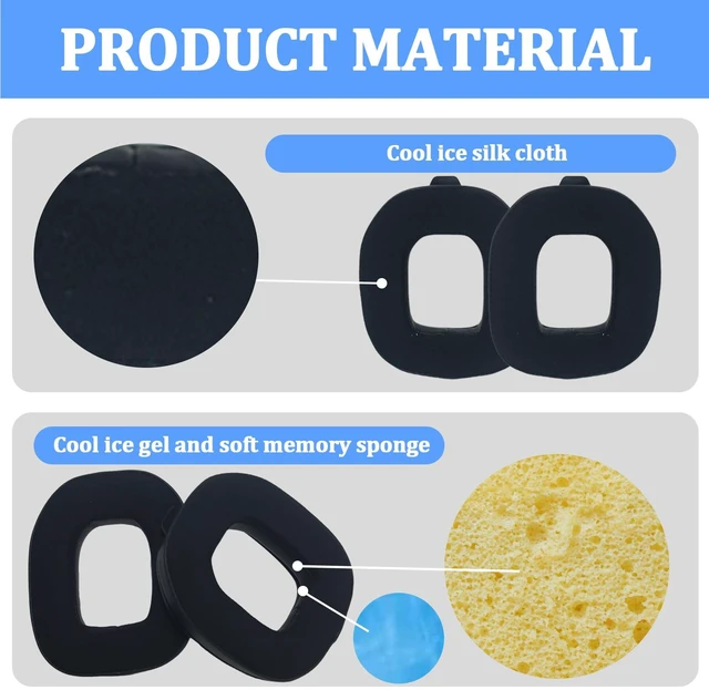 Alt view image 3 of 7 - Adhiper Earpads &Headband for Astro A50 Gen 4 Gen5 A50X Headset,Cooling Gel | Mod Kit A50 Gen 4 Noise Cancelling Foam Ear Cushions,Durability Replacement Earpads,with 2 Headband,1 Pairs EarpadsBlack