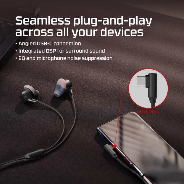 Alt view image 5 of 7 - HyperX Cloud Earbuds III S, Wired USB Gaming Earbuds, Multi-Platform, PC, Handheld, Mobile, 4-Size Ear Tip Design, 14 mm Driver, USB-C, Mic Noise Suppression, in-Line Controls, Black (2026)