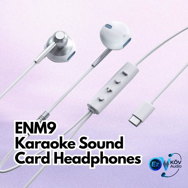Alt view image 3 of 7 - EzKV Wired Karaoke Microphone Headset Built-in Sound Card Streaming, Singing & Recording Headphones with DSP Mic, Reverb Effects, Zero Latency, for iPhone, Android, USB-C & PC (White)