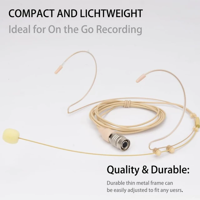 Alt view image 4 of 7 - YXG Headworn Earset Over Ear Hanging Mic Beige Low Profile Light-Weight Microphone Compatible with Audio-Technica Wireless System Bodypack Transmitter, with Hirose 4 Pin Plug