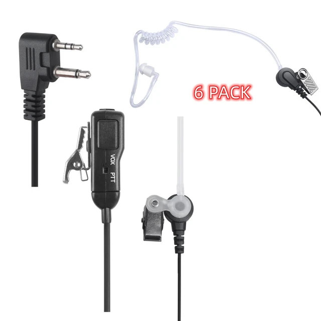 Alt view image 2 of 6 - Transparent Security Ear Piece Earpiece Radio Headset Ptt Vox Mic for Midland gxt1000vp4 gxt1000 gxt1000g lxt600 lxt500vp3 lxt 600pa gxt avph3(6Pack)