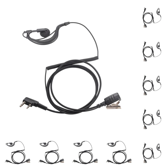 Main image of Sarcia K Plug 2 Pin earpiece for K1 NX1300 UV5R Pxton WouXun Radios,10PCS | G Shape earbuds Compatible with NX1200 TK3360TK3140 RT15 RT21 RT22 RT68 Walkie Talkie