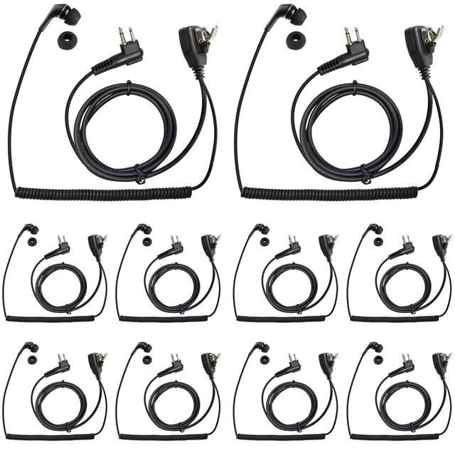 Main image of in-Ear Earbud Earpiece,Bulk 10Pack,2-Way Radio Headset,Small Ptt Ear Piece Surveillance Kit,Compatible with Motoroal 2 Pin Walkie Talkie PR400 CLS1410 CLS1110 CP200 GP300 GP2000 XU2600 CLS1413 CP200D