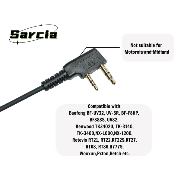 Alt view image 3 of 7 - Sarcia G Shape Earpiece for NX1200 NX1300 K1 RT15 RT21 Two Way Radio,10PCS | K Plug 2 Pin Headset Compatible with UV5R TK3140 TK3360 RT22 RT68 Pxton Betch Walkie Talkie