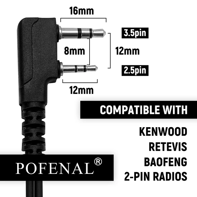 Alt view image 2 of 6 - POFENAl Walkie Talkie Earpiece with Mic, Secure Fit G-Shape Design for Retevis RT22/RT68/RT21/H-777/RT86, Compatible with Baofeng UV-5R/888S/Kenwood Two-Way Radios - 2-Pin Radio Earpiece (10 Pack)