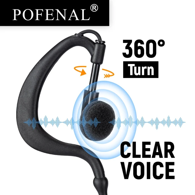 Alt view image 6 of 6 - POFENAl Walkie Talkie Earpiece with Mic, Secure Fit G-Shape Design for Retevis RT22/RT68/RT21/H-777/RT86, Compatible with Baofeng UV-5R/888S/Kenwood Two-Way Radios - 2-Pin Radio Earpiece (10 Pack)