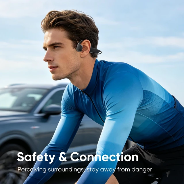 Alt view image 6 of 7 - Auvonix Bone Conduction Headphones Bluetooth 5.3, Open Ear Wireless Headphones with Dual Mic Noise Cancelling, Sport Headset with 10H Playtime, IP67 Waterproof for Running, Cycling, Work, Driving