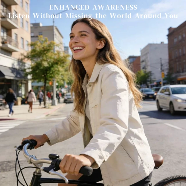 Alt view image 2 of 7 - Kinglucky Open-Ear Headphones with Ear Hooks Bluetooth Earphones with Microphone Call, Enc Noise Cancelling, with Smart Digital Display, Air Conduction Wireless Headset Running, Cycling, Driving