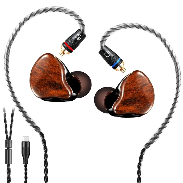 Main image of DCMEKA Dynamic Banlance in-Ear Earphone 2DD HiFi Headset in Ear Monitors Headphones Wired Earbuds IEM Earphones Gaming EarbudsWood Type-C Without mic