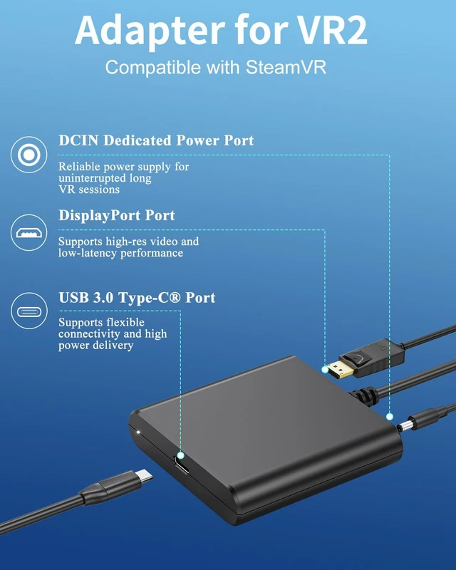 Alt view image 6 of 7 - Adapter for VR2 Headset, Connect to Windows PC & SteamVR, High-Performance Stable Signal for Enhanced VR Gaming
