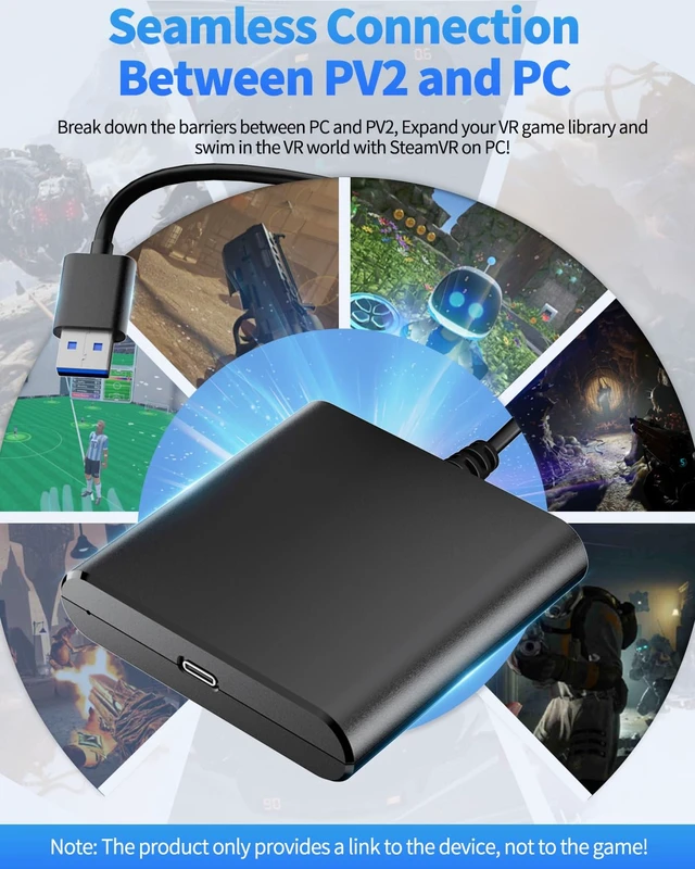 Alt view image 2 of 7 - PC Adapter for VR2 Headset High Performance Signal Connection PC Adapter | PC Adapter for VR2 Effortlessly Connect Headset to Laptop, Conveniently Link to Steam, and Expand Your Game Library.