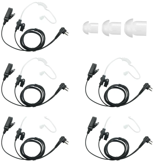 Main image of Dronoval Walkie Talkie Earpiece with Mic,Compatible with CP200 CP200D BPR40 CP100D CP185 RDM2070D Earpiece Two Way Radio Headset Walkie Walkie Surveillance Kit Police Headphones (5 Packs)