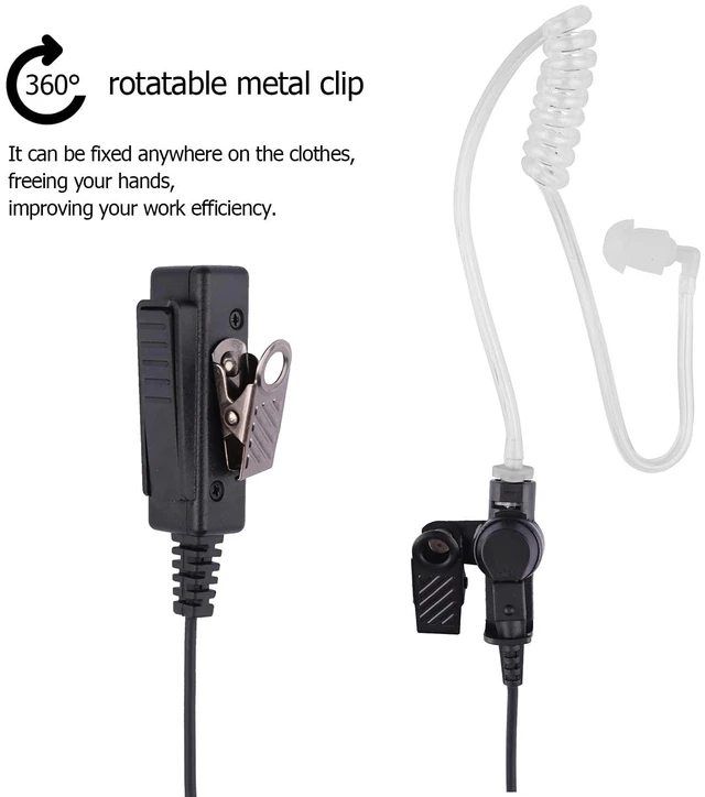 Alt view image 4 of 6 - Compatible with Motorola XPR 3500e Earpiece,XPR 3300e XPR3500 XPR3000 XPR3300 Acoustic Tube Headset Noise Reduction Surveillance Earpiece Kit Black