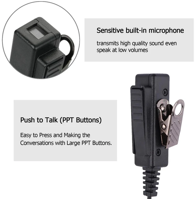 Alt view image 3 of 6 - Compatible with Motorola XPR 3500e Earpiece,XPR 3300e XPR3500 XPR3000 XPR3300 Acoustic Tube Headset Noise Reduction Surveillance Earpiece Kit Black
