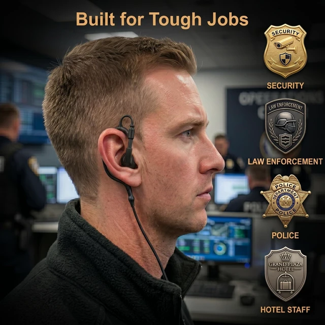 Alt view image 6 of 7 - YNIBST G-Shape 2-Way Radio Earpiece with PTT Mic for Motorola R7 ION MXP600 | Surveillance Walkie Talkie Headset for Security & Law Enforcement