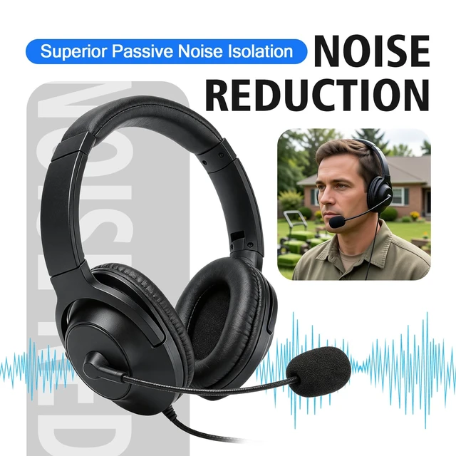 Alt view image 3 of 7 - HELETUL 2 Way Radio Headphones with Mic Ham Radio Intercom Ptt Headset Boom Microphone Headband Earpiece Earmuffs for Motorola 1pin sl 300 tlk 100 Walkie Talkies(Binaural)