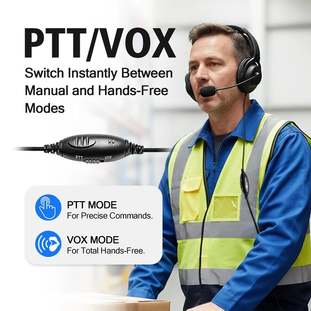 Alt view image 4 of 7 - HELETUL 2 Way Radio Headphones with Mic Ham Radio Intercom Ptt Headset Boom Microphone Headband Earpiece Earmuffs for Motorola 1pin sl 300 tlk 100 Walkie Talkies(Binaural)