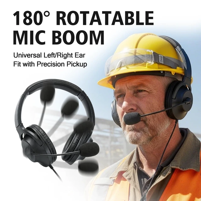 Alt view image 6 of 7 - HELETUL 2 Way Radio Headphones with Mic Ham Radio Intercom Ptt Headset Boom Microphone Headband Earpiece Earmuffs for Motorola 1pin sl 300 tlk 100 Walkie Talkies(Binaural)
