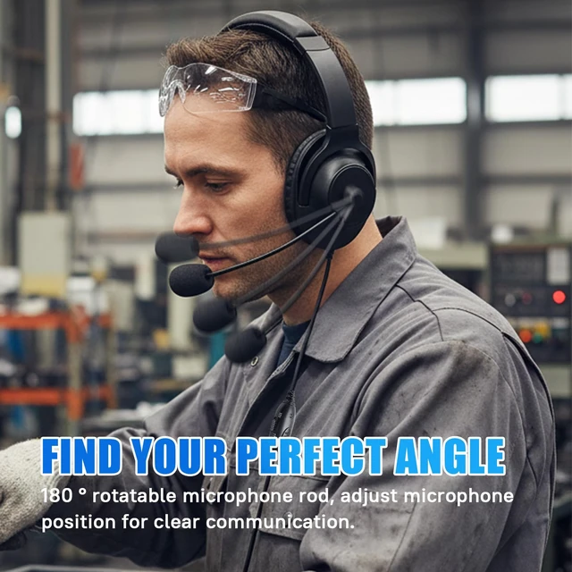 Alt view image 7 of 7 - Over The Head Headset Noise Reduction Canceling Radio Earmuffs,VOX Ptt Boom Mic Earpiece for Motorola 2 Pin Walkie Talkie CP200D CP100D R2 CP200 CP185 BPR40 CLS1410 CLS1110 RMU2040 RMU2080D