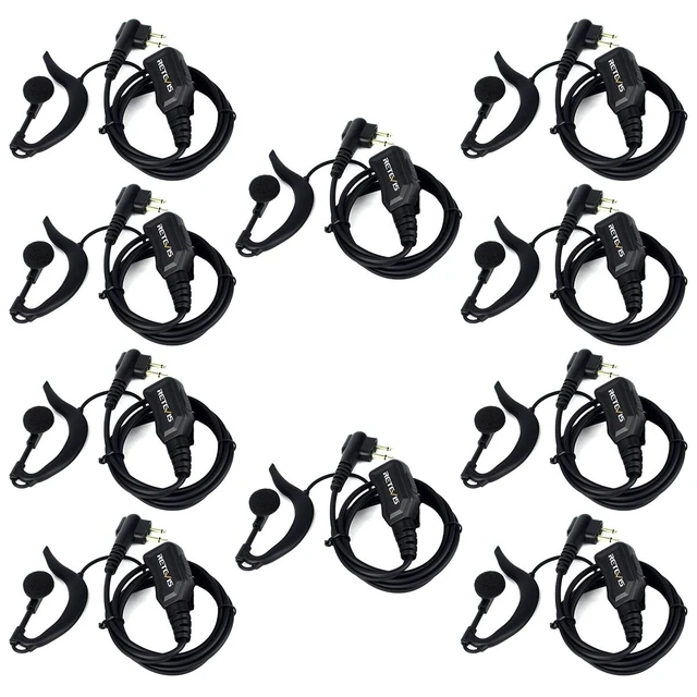 Main image of Retevis Volume Adjustable, Walkie Talkie Earpiece with Mic, G-Type, 2-Pin | Compatible with Motorola Radios R2/CP100D/CP200D/ CP200/CP185/CLS1110/CLS1410 Walkie Talkie, 2 Way Radio Earpiece(10 Pack)