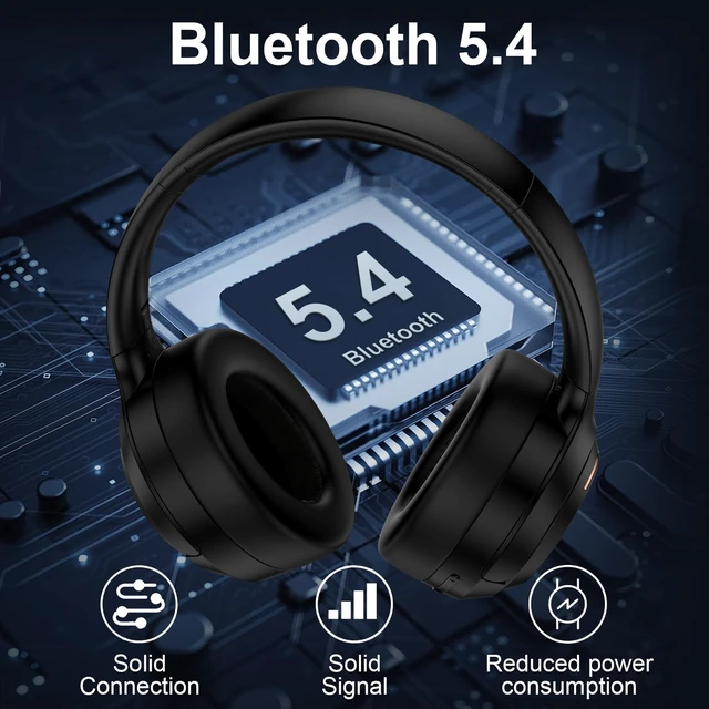 Alt view image 6 of 7 - Hybrid Active Noise Cancelling Bluetooth V5.4 Wireless Headphones with Mic | 40H Playtime, Hi-Res Audio, Deep Bass, Soft-Earpads, Fast Charging Headset for Travel Home Office
