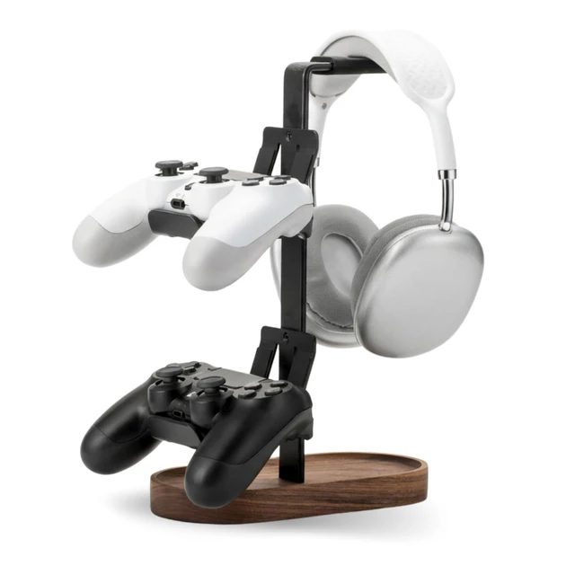 Main image of muso wood 2-in-1 Gaming Controller Stand, Headphone Holder | Desktop Headset Stand for Game Controllers and PC Earphone Accessories
