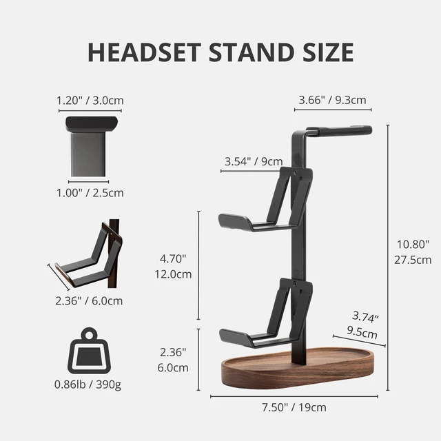 Alt view image 6 of 6 - muso wood 2-in-1 Gaming Controller Stand, Headphone Holder | Desktop Headset Stand for Game Controllers and PC Earphone Accessories