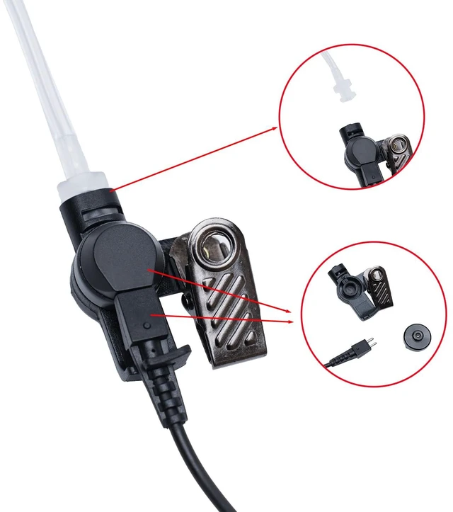 Alt view image 5 of 7 - Sarcia XPR3300e XPR3500e earpiece Compatible with Motorola R5 Two Way Radio | Acoustic Tube Headset for XPR3300 XPR3500 P6600 Radio