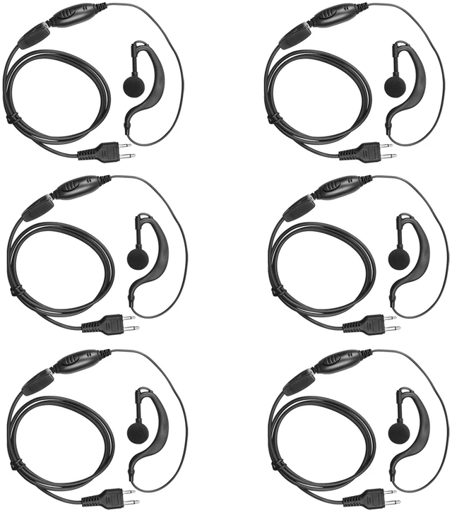 Main image of Earphmice Walkie Talkie Headset for Midland, 2 Pin G Shape Clip-Ear Walkie Talkie Earpiece with Mic PTT Compatible with Midland LXT118 GXT1000VP4 LXT500VP3 LXT600VP3 LXT380 Two Way Radio (6 Pack)