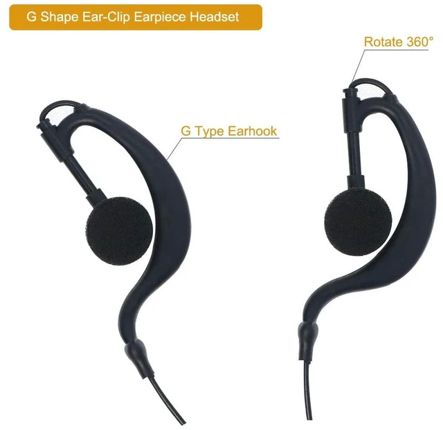 Alt view image 6 of 6 - Earphmice Walkie Talkie Headset for Midland, 2 Pin G Shape Clip-Ear Walkie Talkie Earpiece with Mic PTT Compatible with Midland LXT118 GXT1000VP4 LXT500VP3 LXT600VP3 LXT380 Two Way Radio (6 Pack)