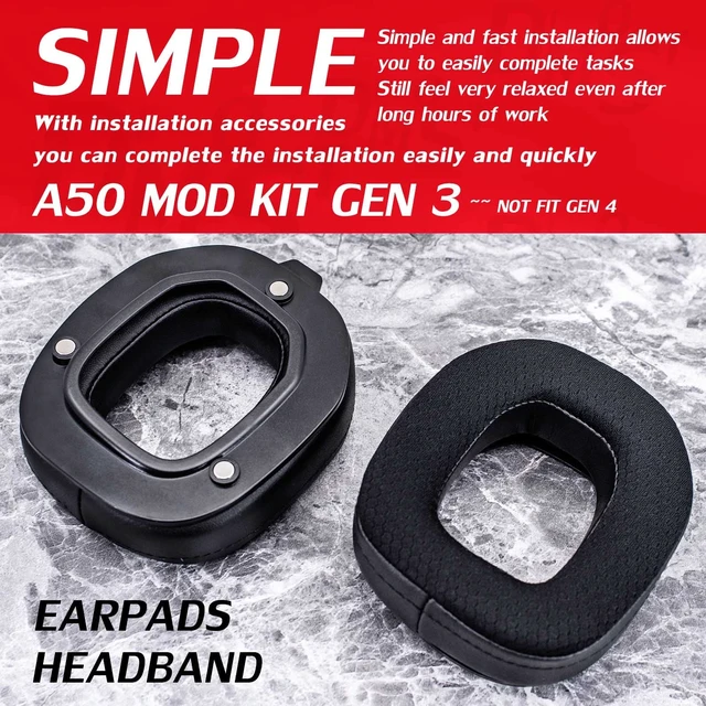 Alt view image 6 of 7 - A50 GEN 3 MOD KIT Cooling Gel Ear Pads for Astro A50 GEN 3 Headset I with Headband/Breathable Mesh by DIMOST - NOT FIT GEN 4