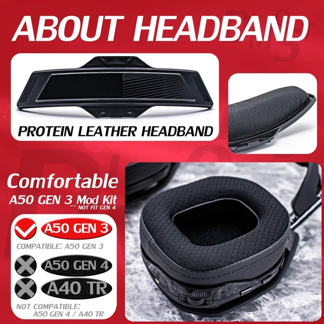 Alt view image 4 of 7 - A50 GEN 3 MOD KIT Cooling Gel Ear Pads for Astro A50 GEN 3 Headset I with Headband/Breathable Mesh by DIMOST - NOT FIT GEN 4