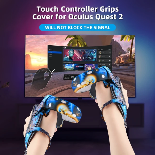 Alt view image 7 of 7 - VR Accessories Compatible with Oculus Quest 2, Silicone Face Cover/Controller Grip Cover/VR Shell Cover/Lens Cover/10PCS Disposable Eye Cover are Included in VR Headset Accessories Set,(BlueFire)